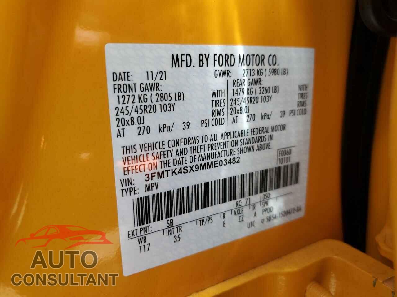 FORD MUSTANG 2021 - 3FMTK4SX9MME03482