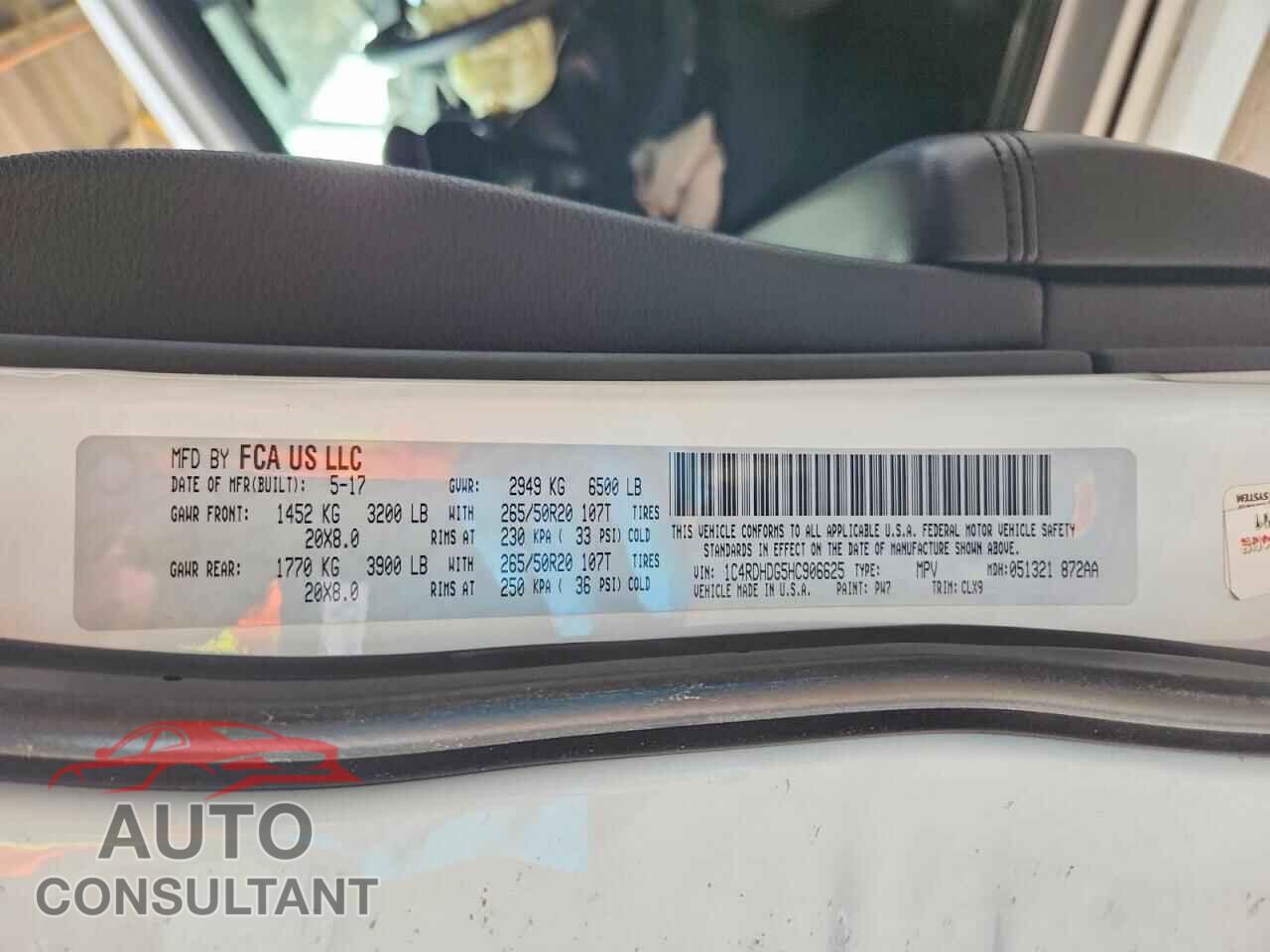 DODGE DURANGO 2017 - 1C4RDHDG5HC906625