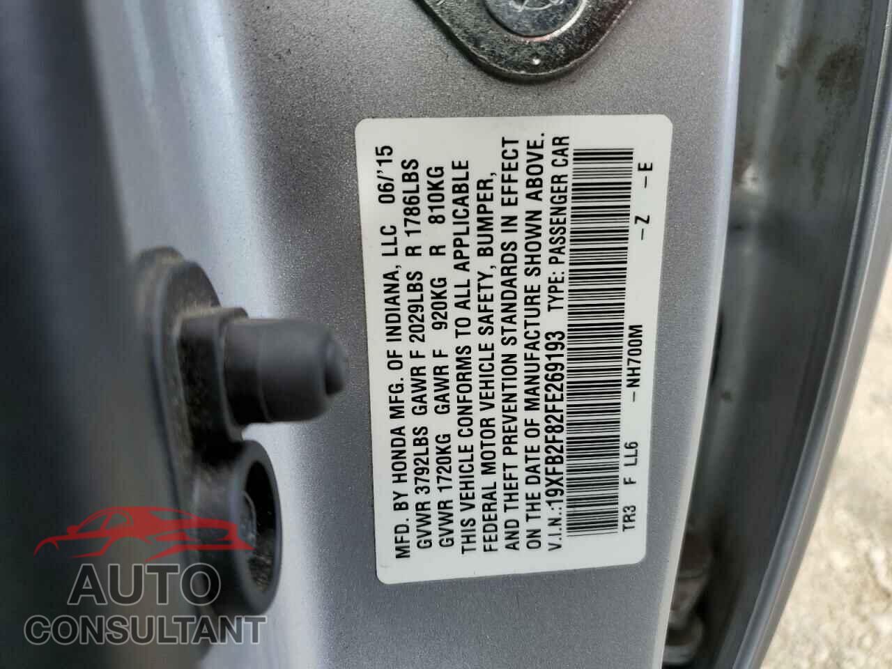 HONDA CIVIC 2015 - 19XFB2F82FE269193