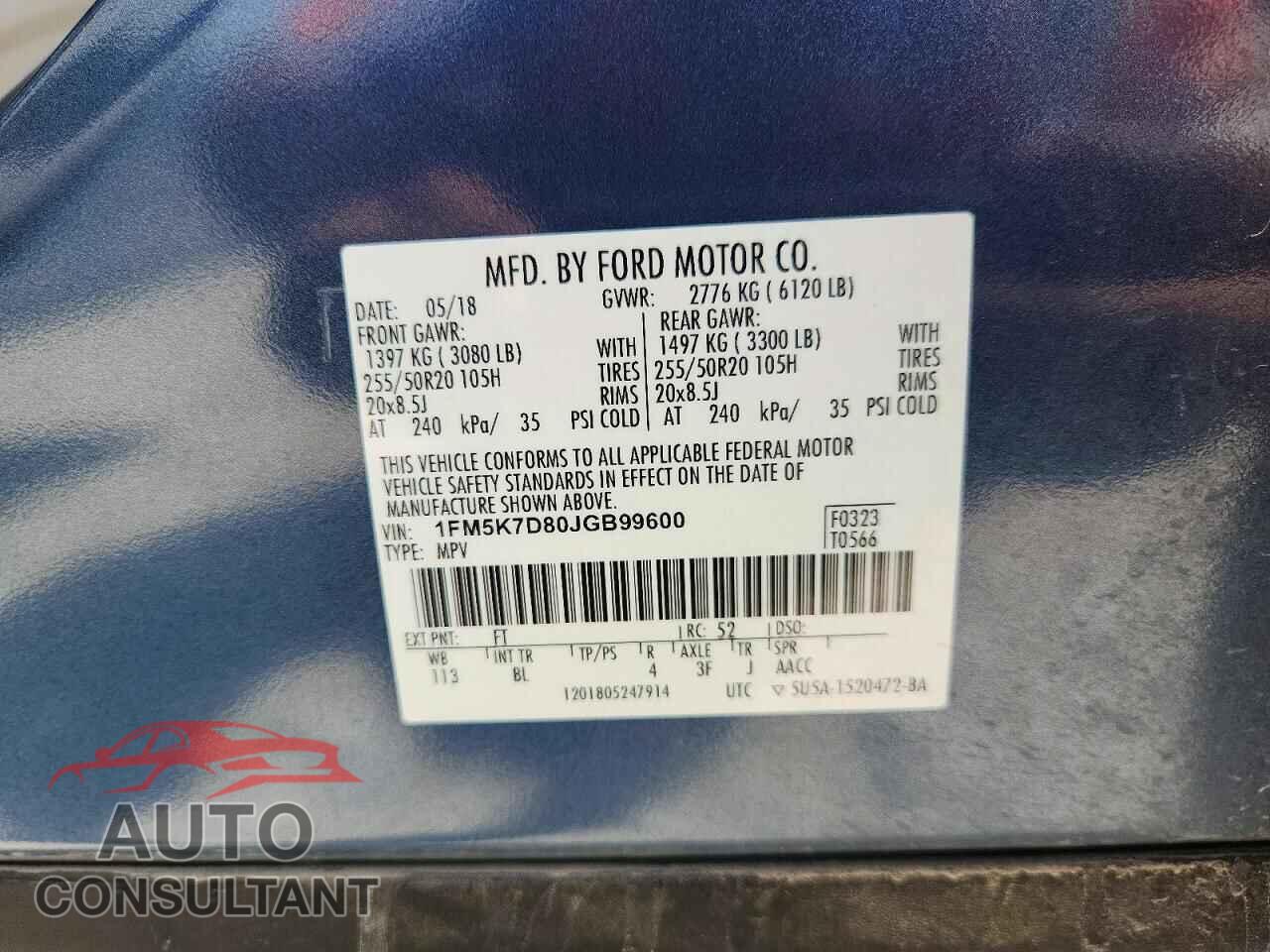 FORD EXPLORER 2018 - 1FM5K7D80JGB99600