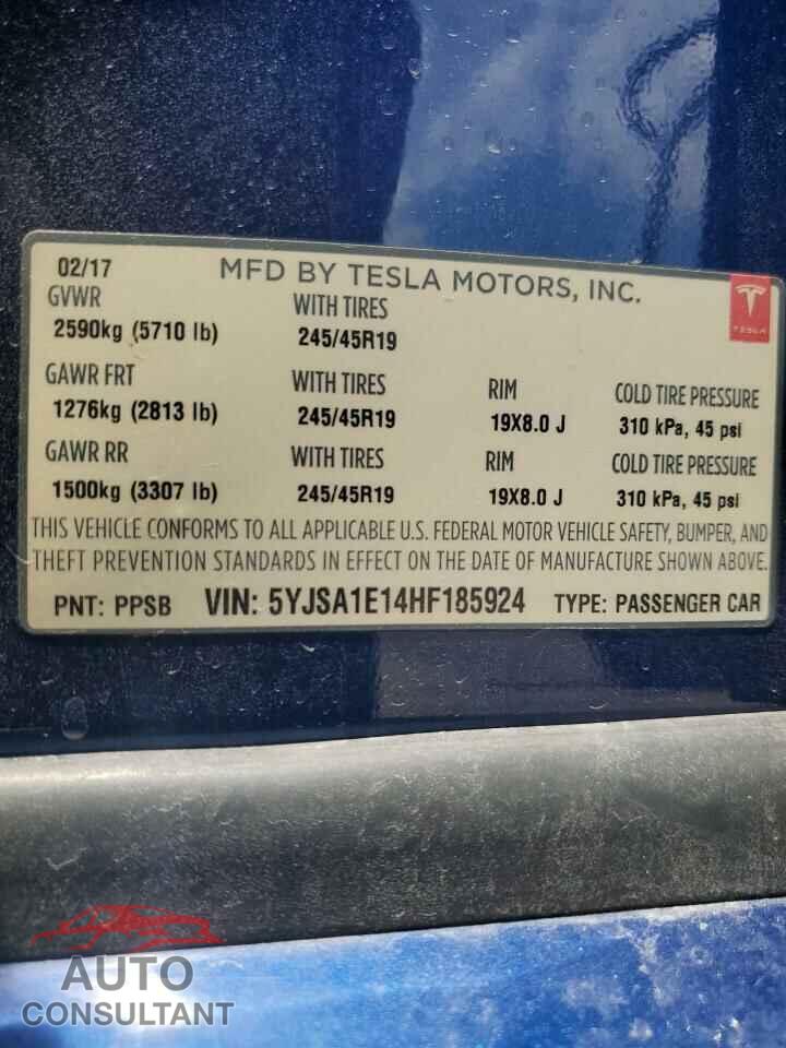 TESLA MODEL S 2017 - 5YJSA1E14HF185924