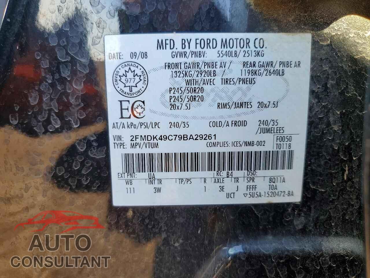 FORD EDGE 2009 - 2FMDK49C79BA29261