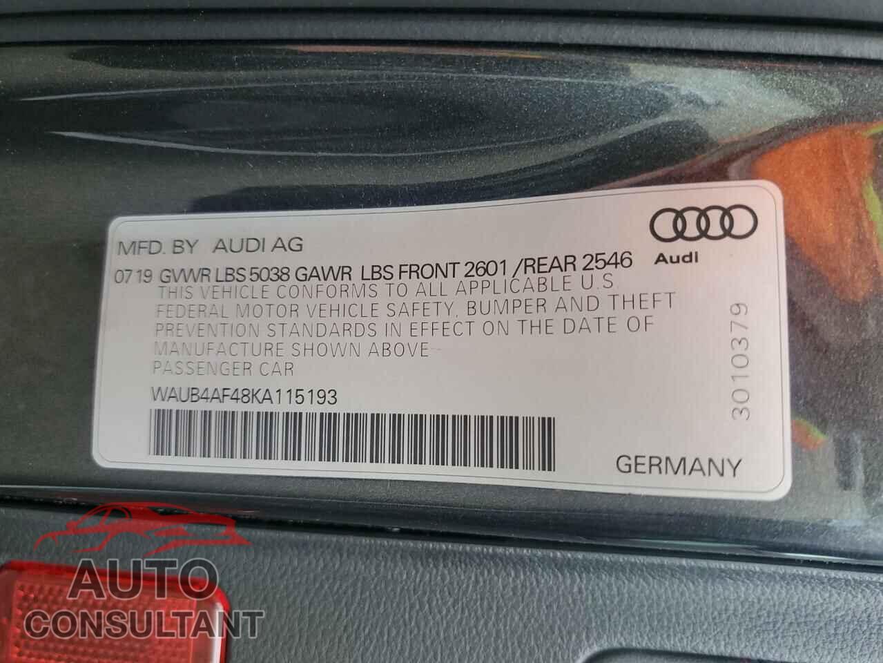 AUDI S4/RS4 2019 - WAUB4AF48KA115193