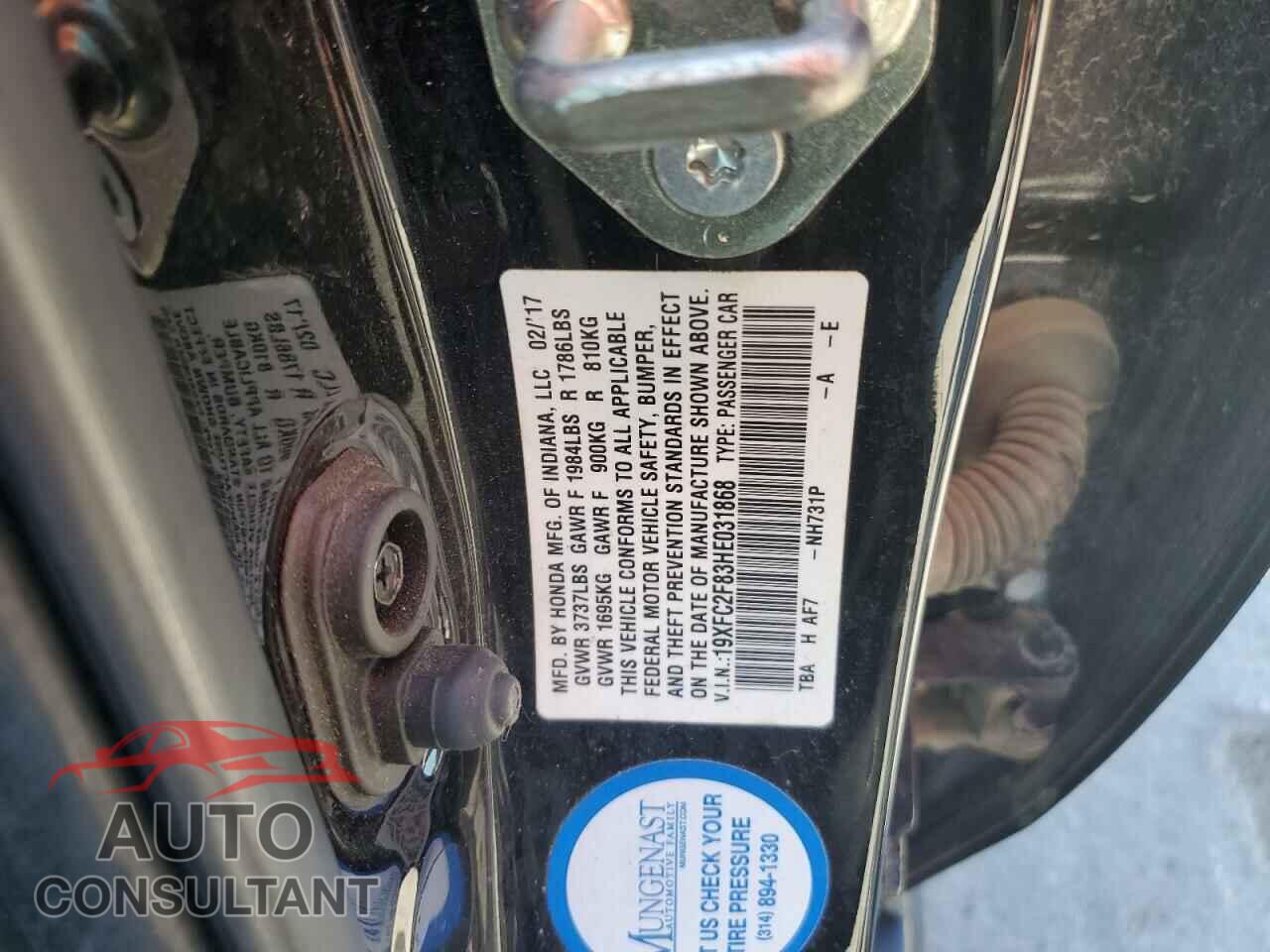 HONDA CIVIC 2017 - 19XFC2F83HE031868