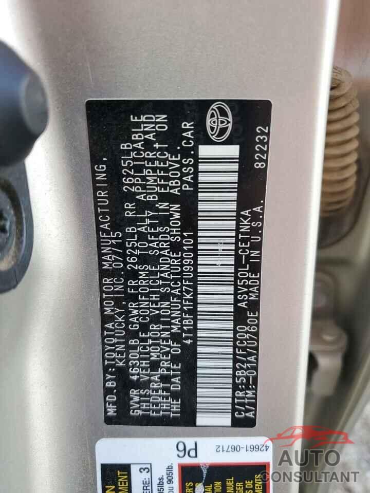 TOYOTA CAMRY 2015 - 4T1BF1FK7FU990101