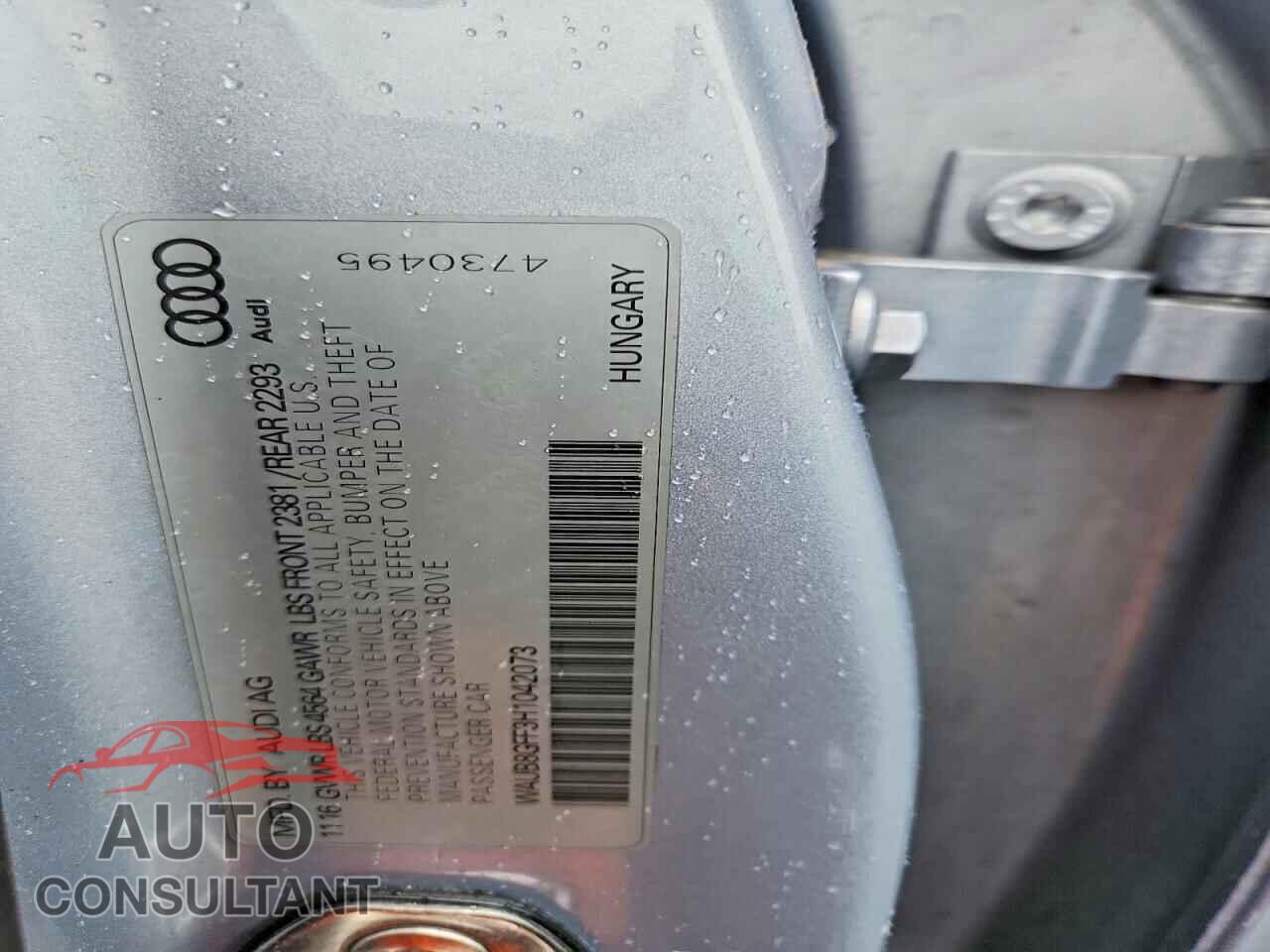 AUDI A3 2017 - WAUB8GFF3H1042073