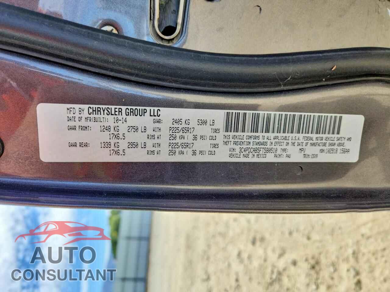 DODGE JOURNEY 2015 - 3C4PDCAB5FT580510