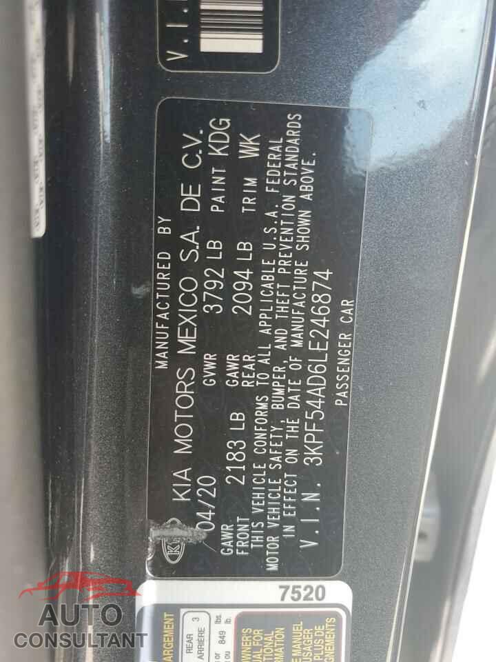 KIA FORTE 2020 - 3KPF54AD6LE246874