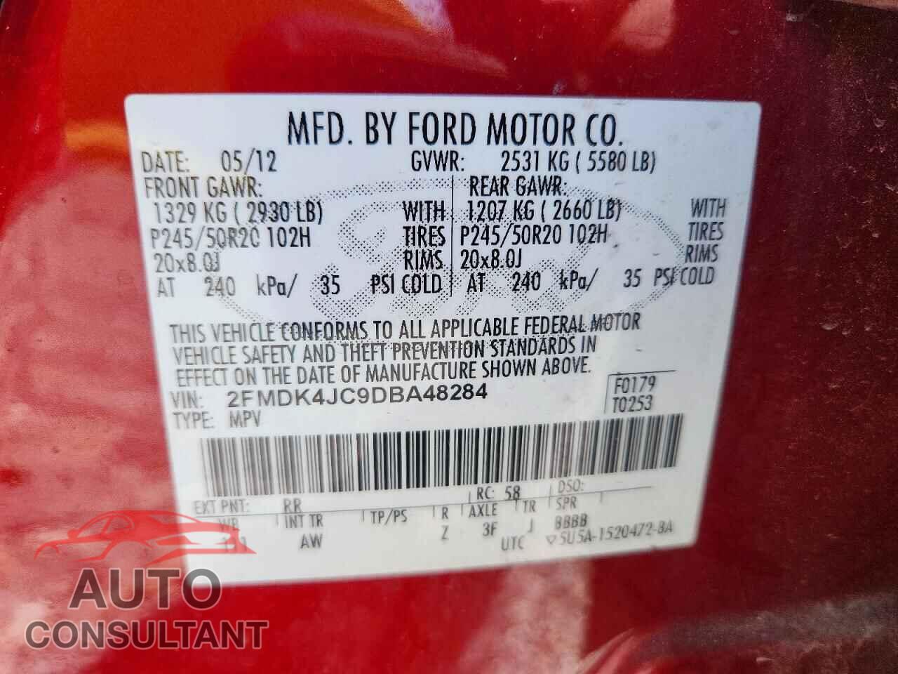 FORD EDGE 2013 - 2FMDK4JC9DBA48284