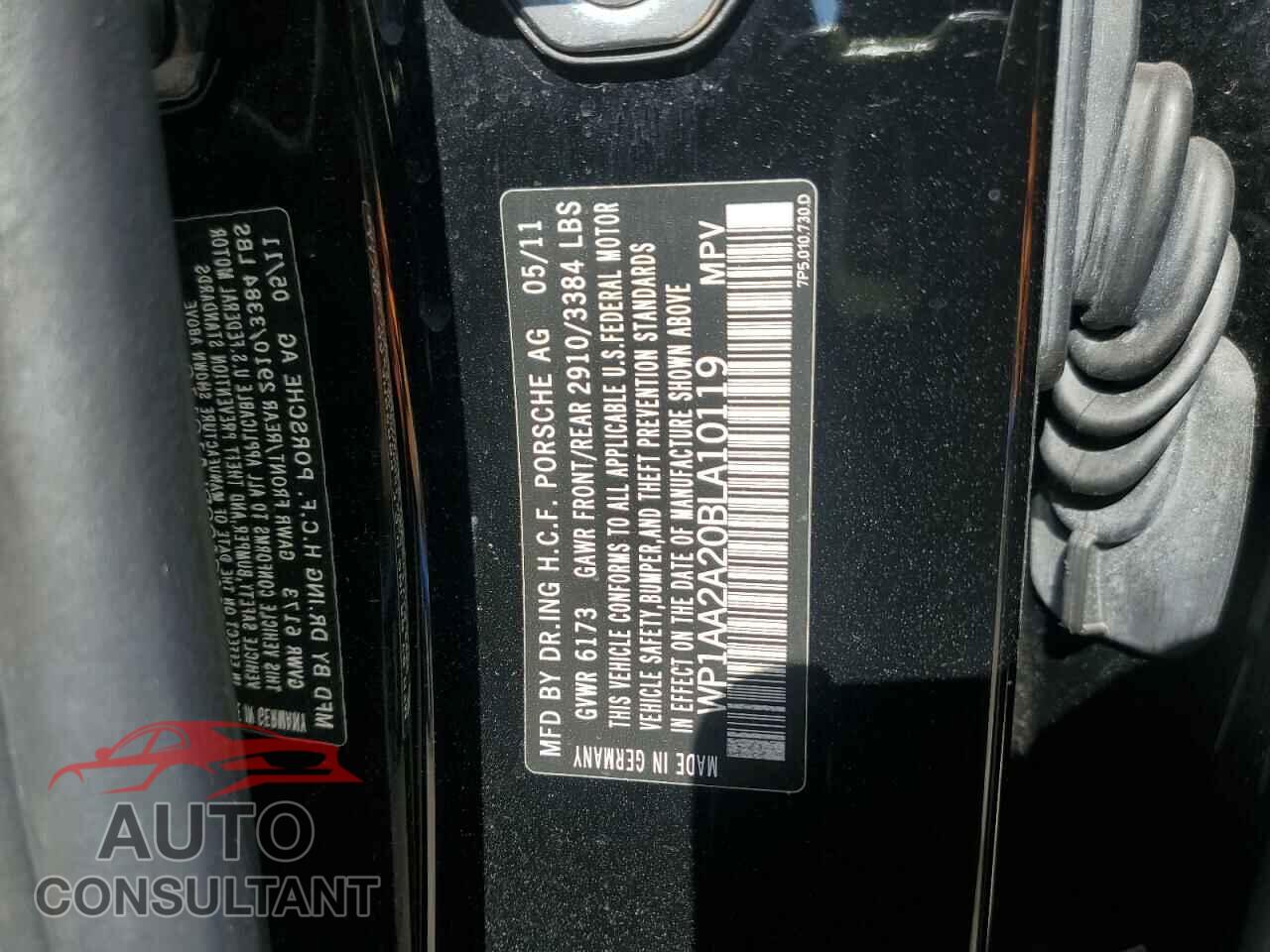 PORSCHE CAYENNE 2011 - WP1AA2A20BLA10119