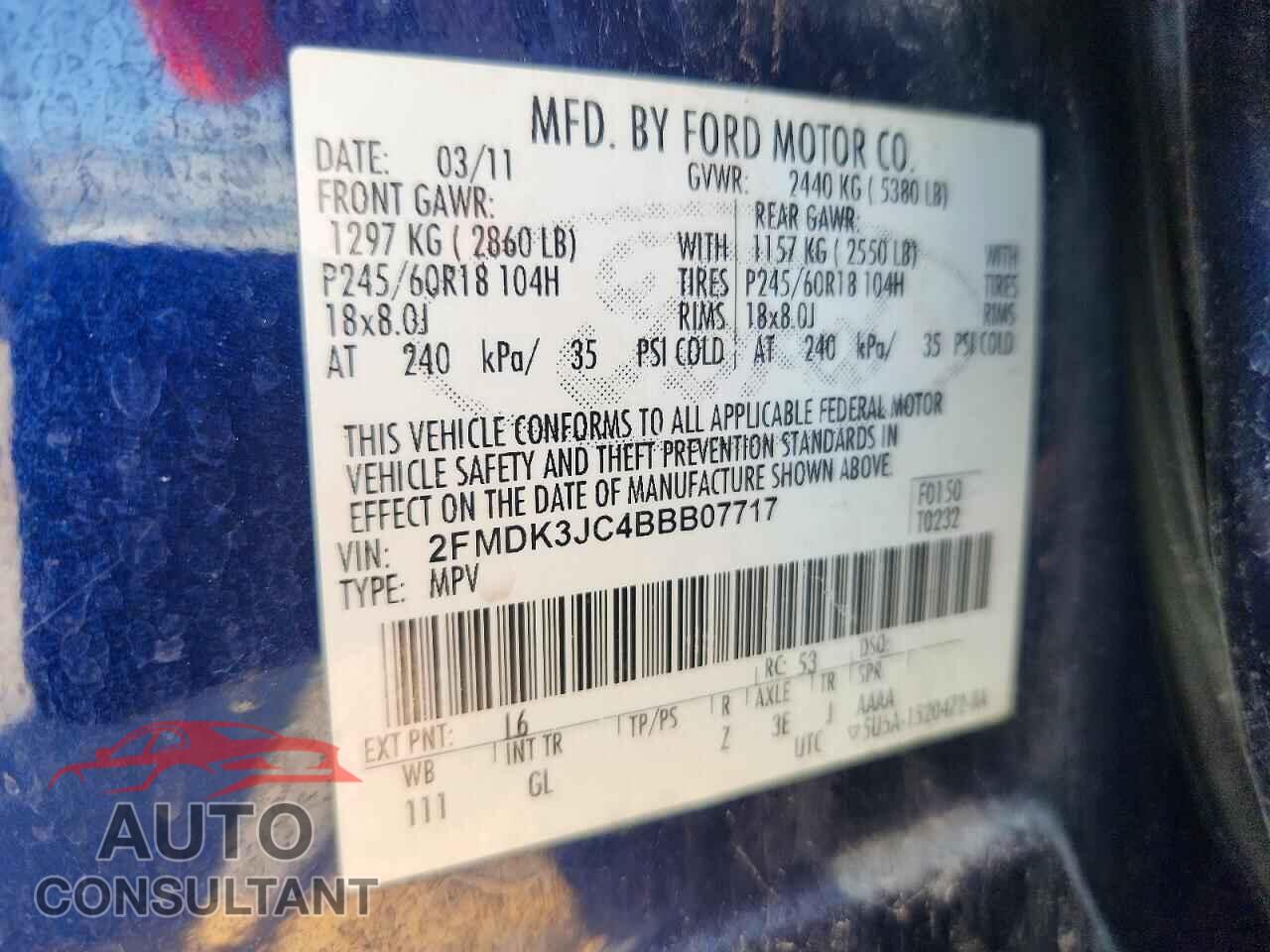 FORD EDGE 2011 - 2FMDK3JC4BBB07717