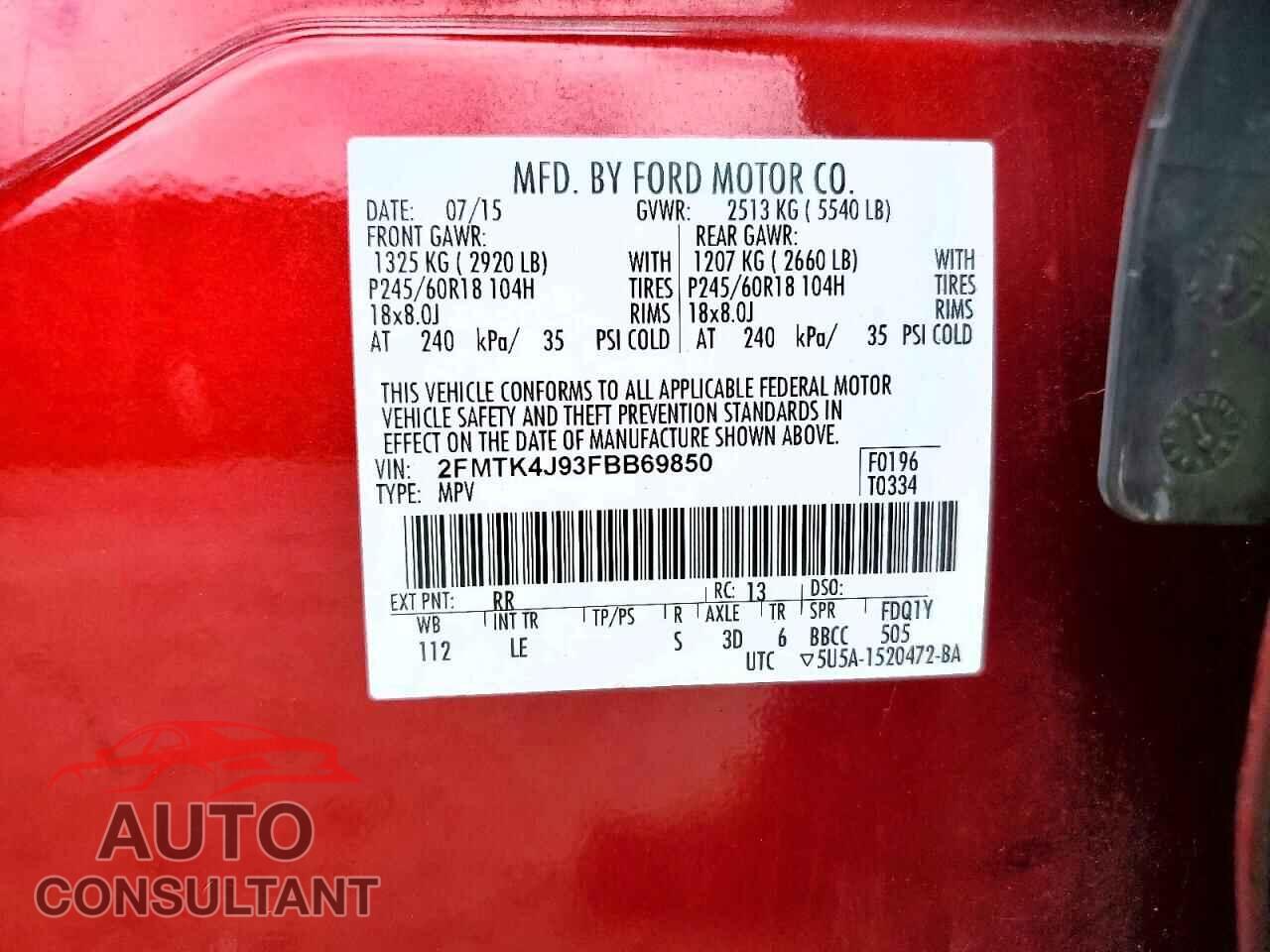 FORD EDGE 2015 - 2FMTK4J93FBB69850