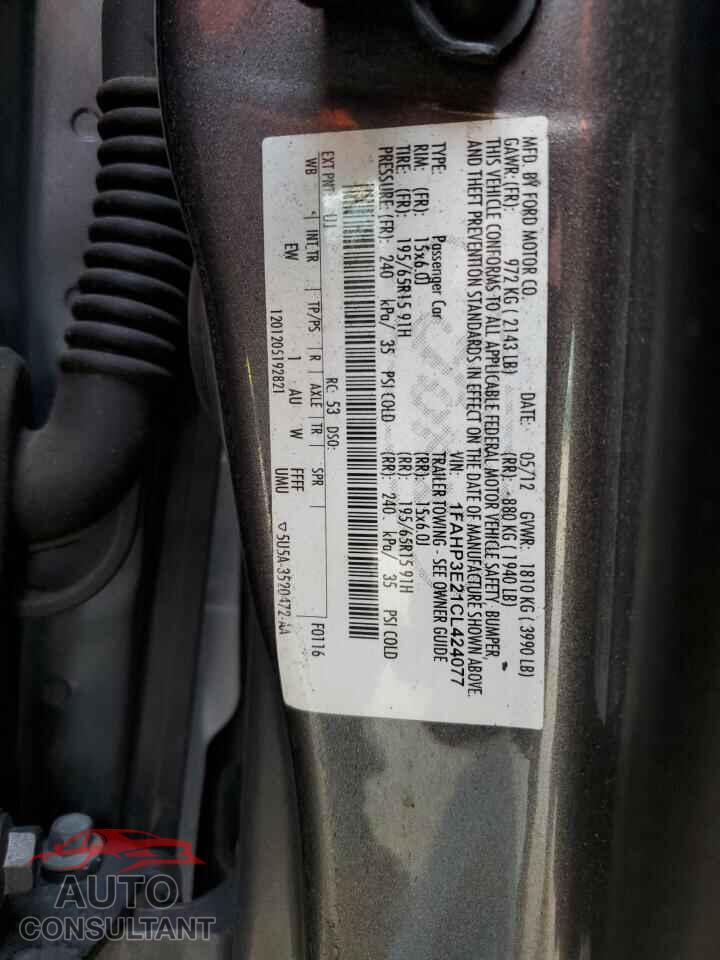 FORD FOCUS 2012 - 1FAHP3E21CL424077