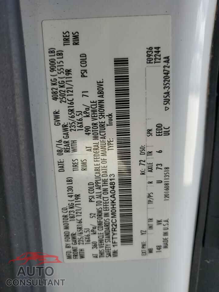 FORD TRANSIT 2017 - 1FTYR2CM0HKA04813