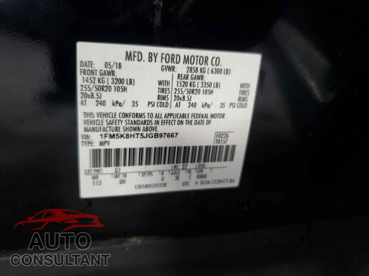 FORD EXPLORER 2018 - 1FM5K8HT5JGB97667
