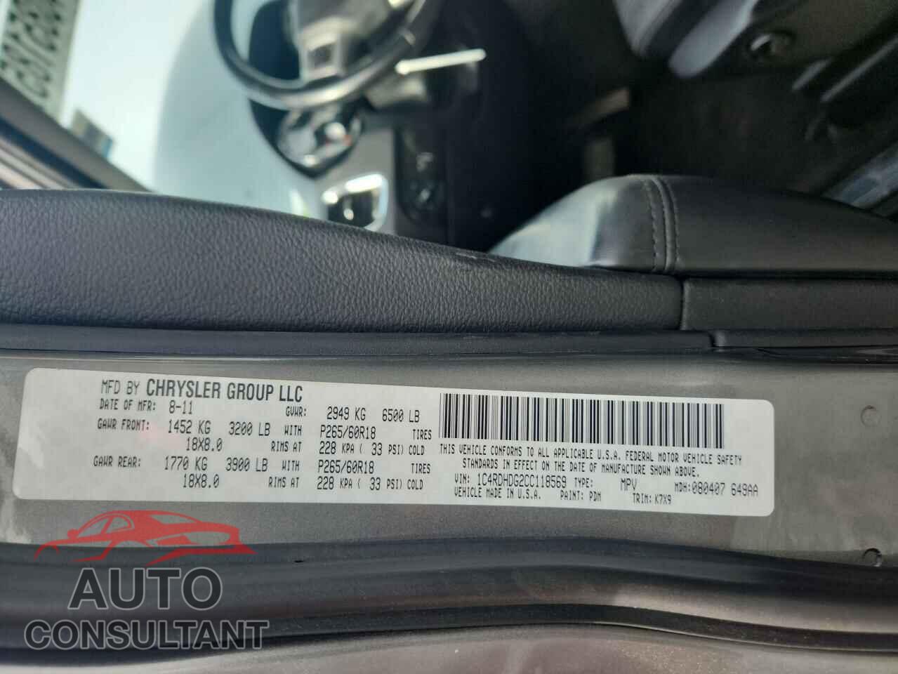 DODGE DURANGO 2012 - 1C4RDHDG2CC118569