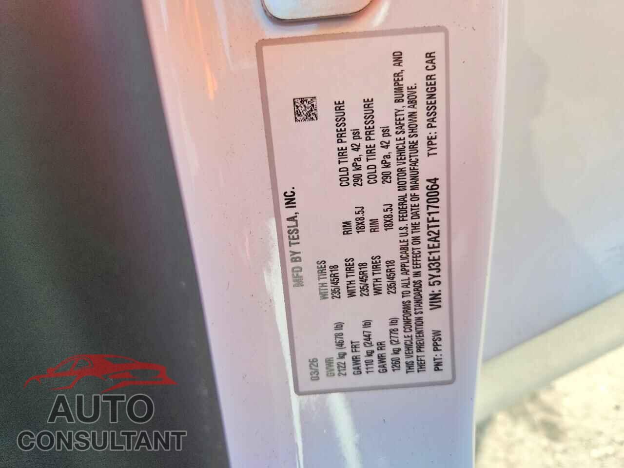 TESLA MODEL 3 2026 - 5YJ3E1EA2TF170064