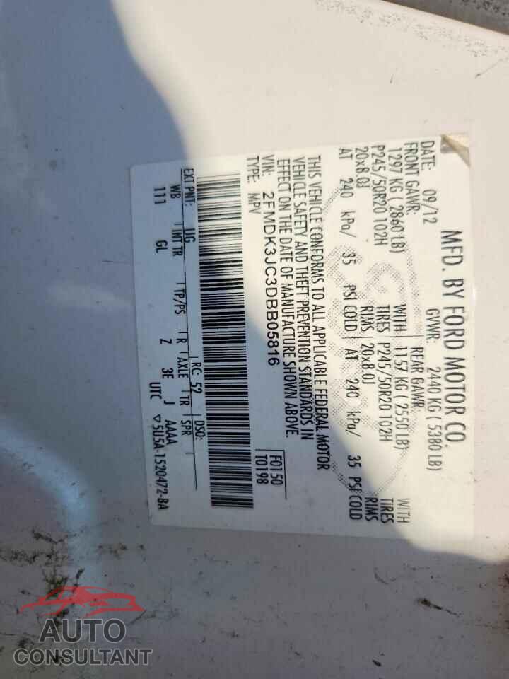 FORD EDGE 2013 - 2FMDK3JC3DBB05816