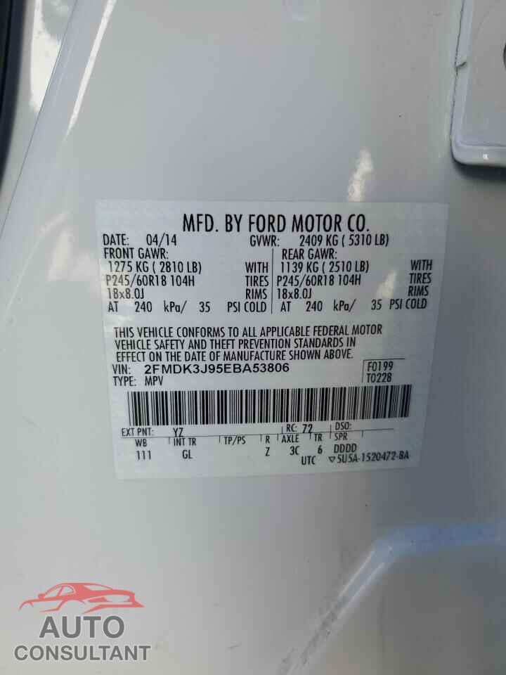 FORD EDGE 2014 - 2FMDK3J95EBA53806