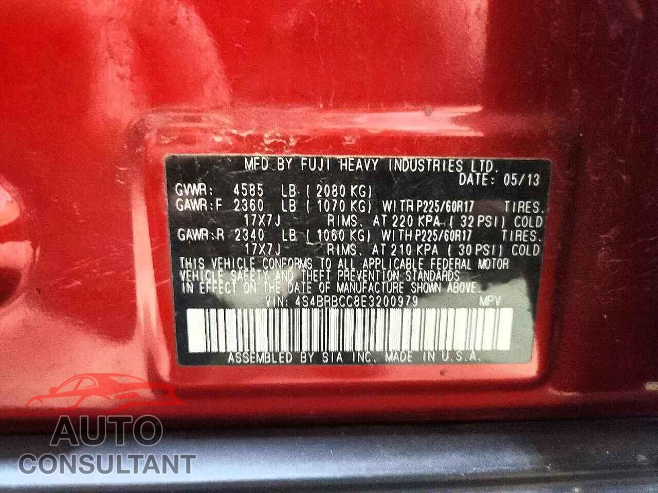 SUBARU OUTBACK 2014 - 4S4BRBCC8E3200979