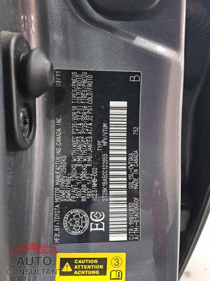 LEXUS RX350 2012 - 2T2BK1BA5CC122955