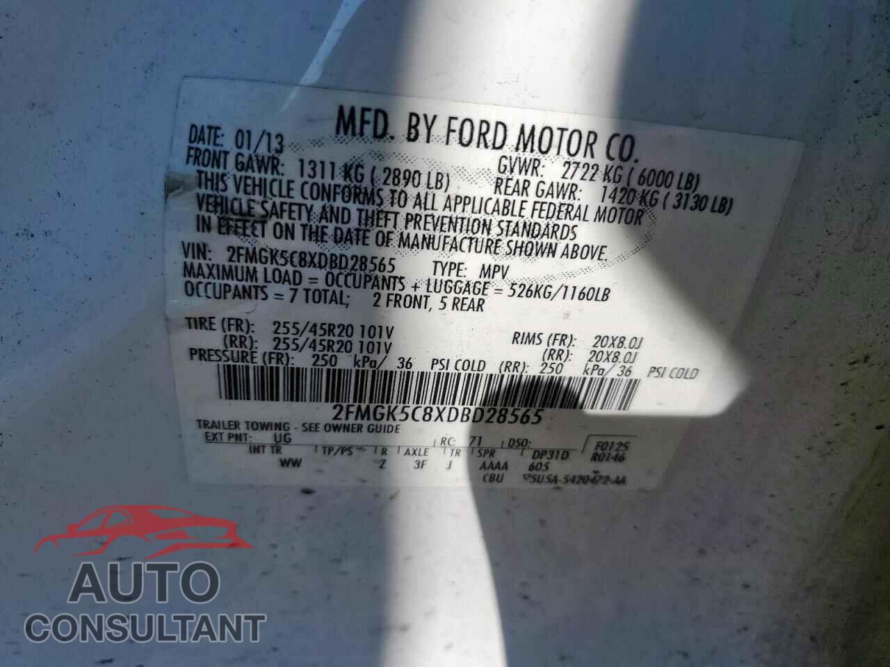 FORD FLEX 2013 - 2FMGK5C8XDBD28565