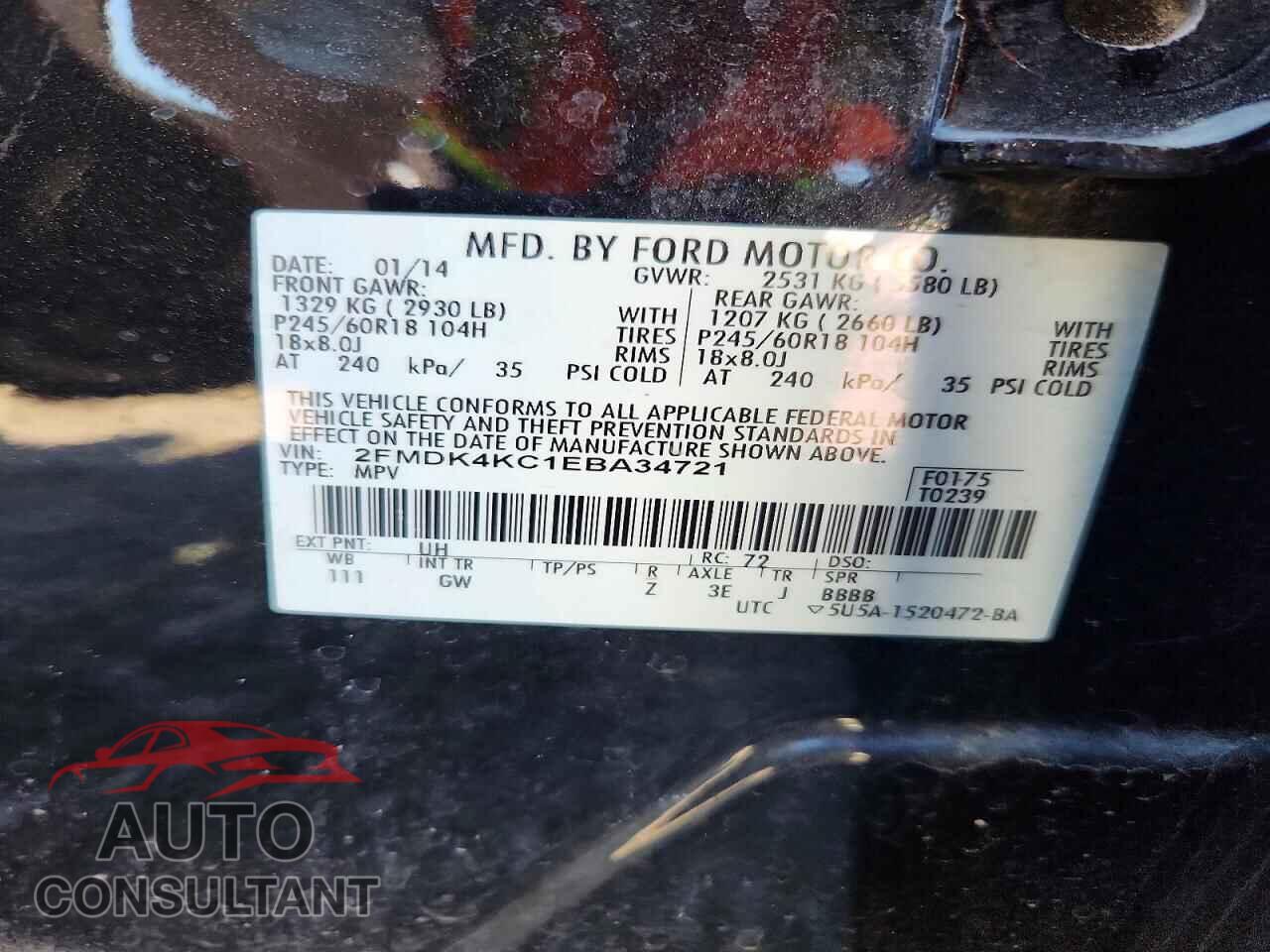FORD EDGE 2014 - 2FMDK4KC1EBA34721