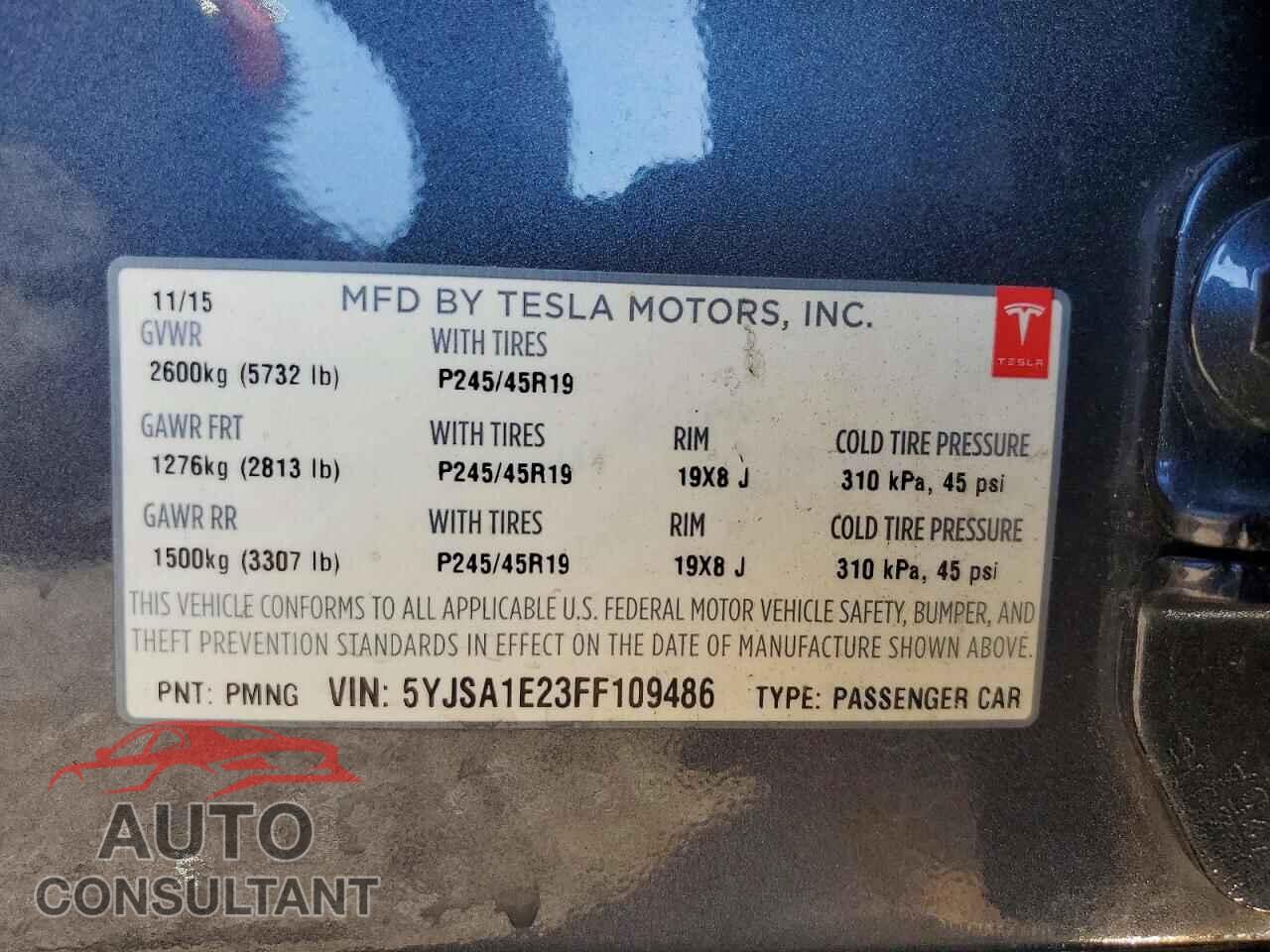 TESLA MODEL S 2015 - 5YJSA1E23FF109486