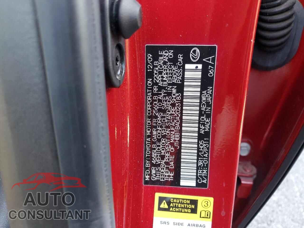 LEXUS HS 2010 - JTHBB1BA0A2023183