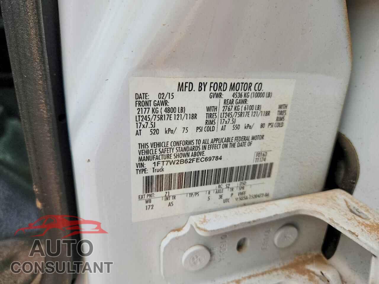FORD F250 2015 - 1FT7W2B62FEC69784