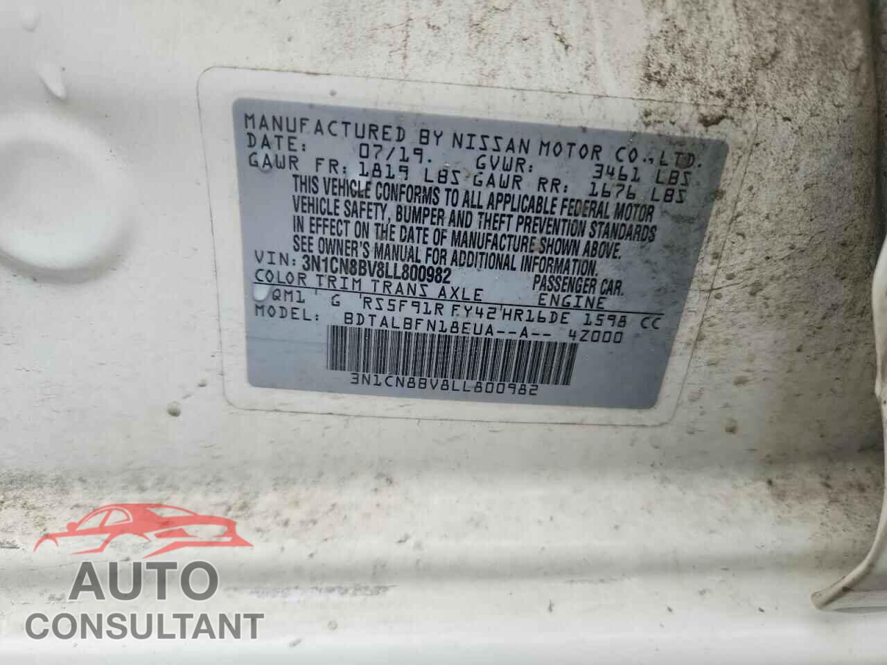 NISSAN VERSA 2020 - 3N1CN8BV8LL800982
