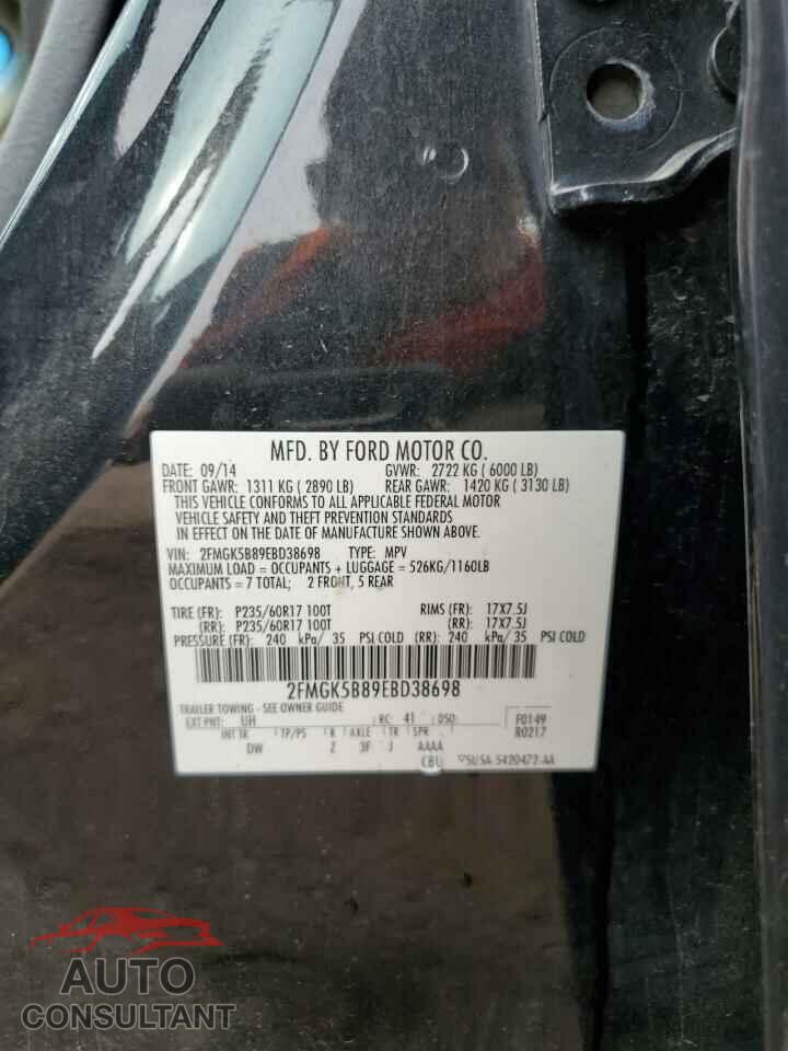 FORD FLEX 2014 - 2FMGK5B89EBD38698