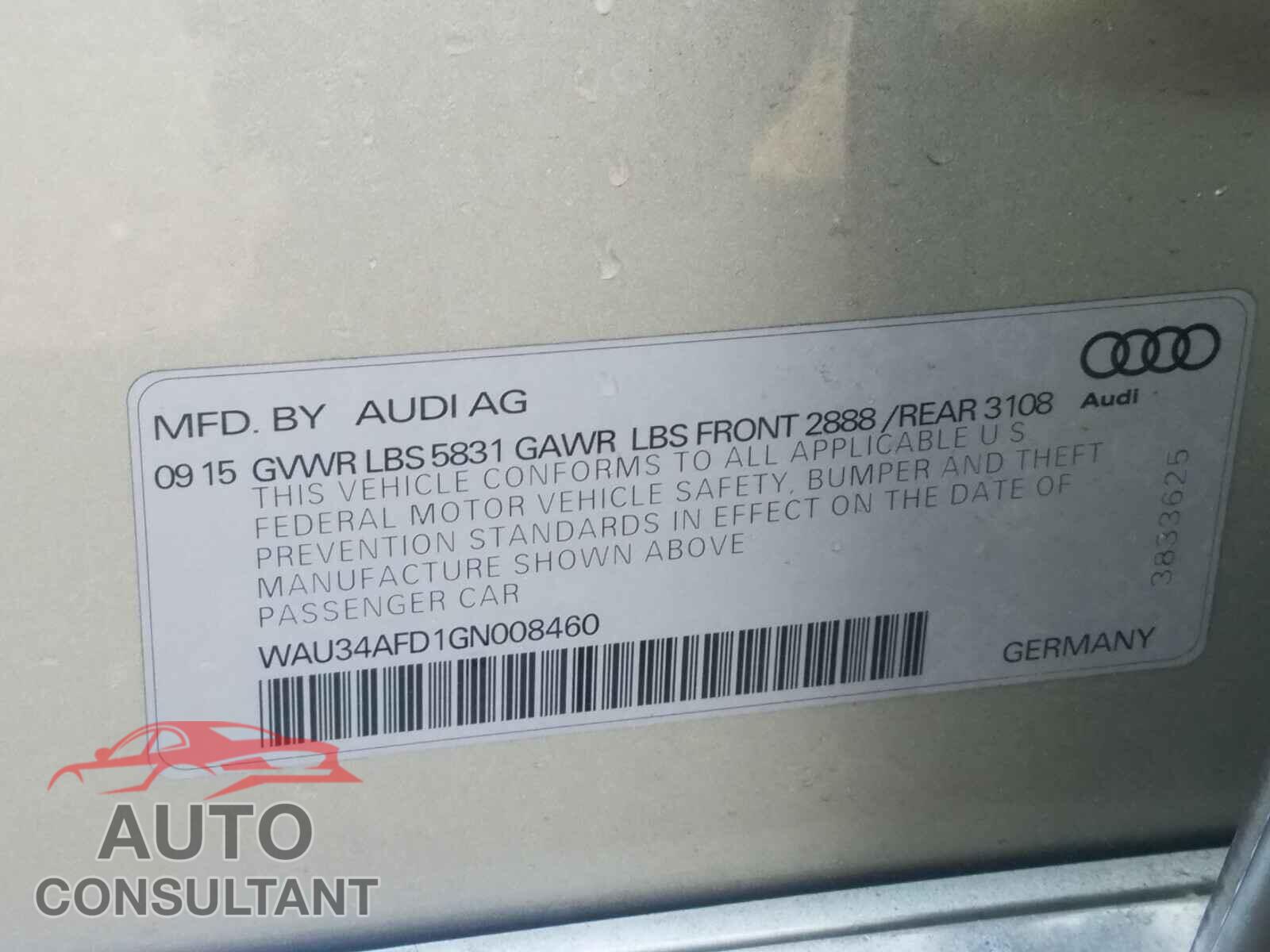 AUDI A8 2016 - WAU34AFD1GN008460