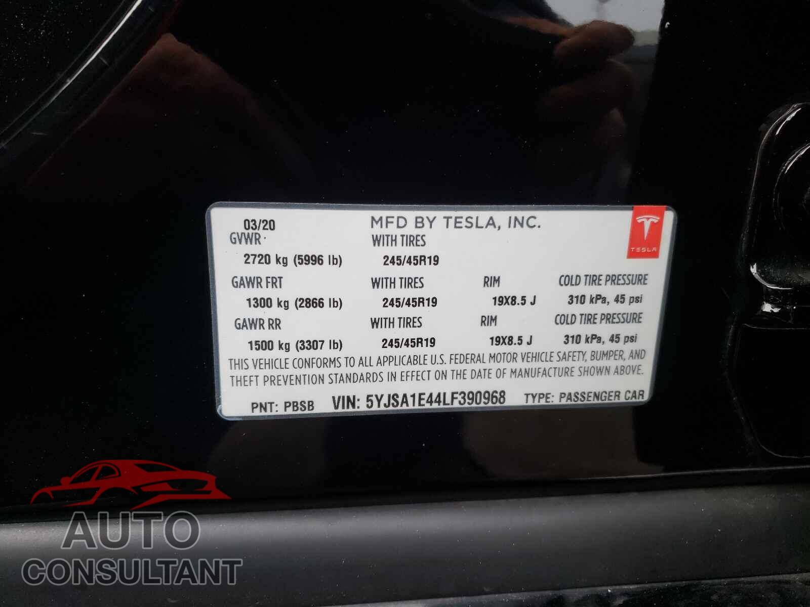 TESLA MODEL S 2020 - 5YJSA1E44LF390968