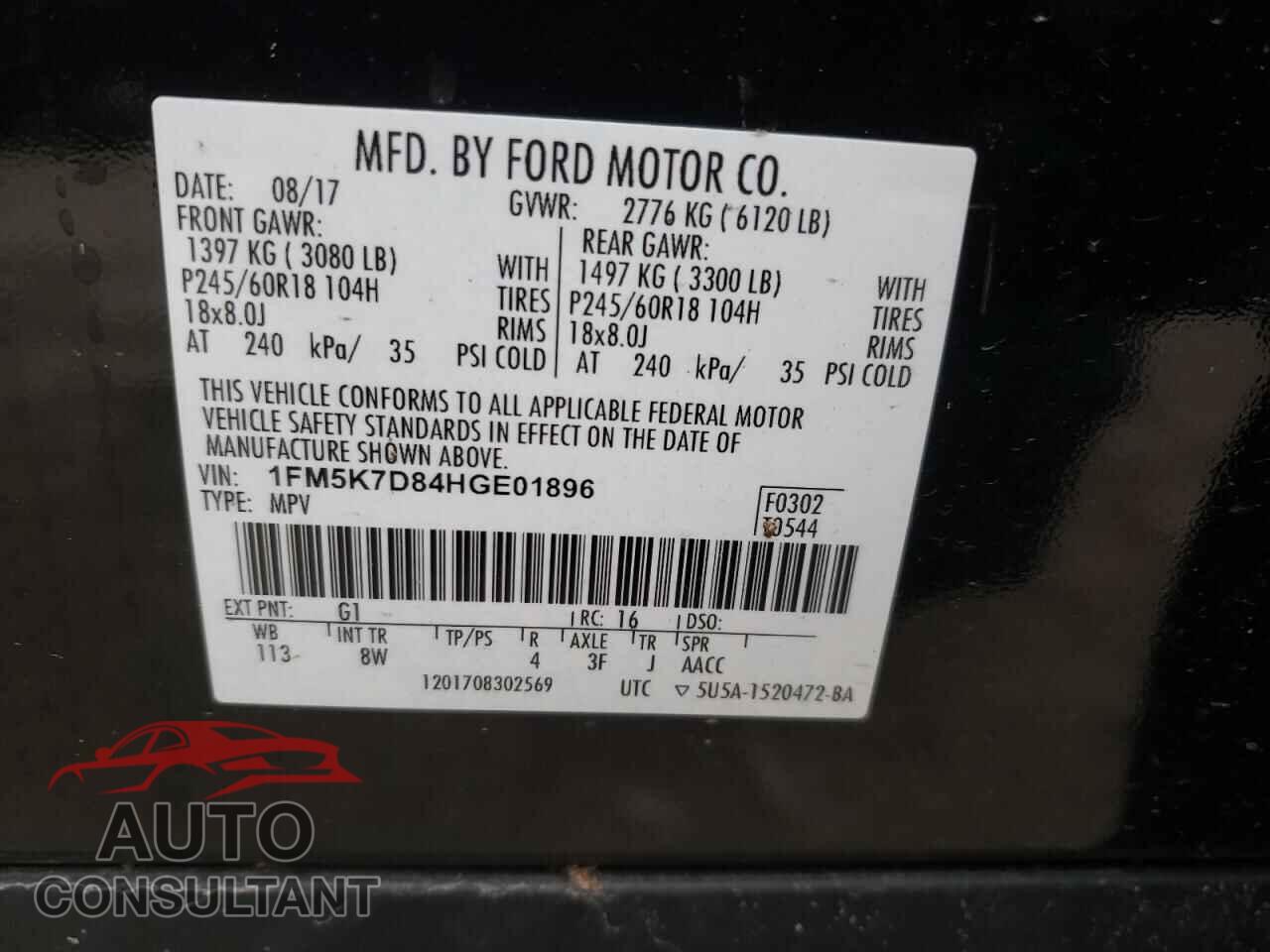 FORD EXPLORER 2017 - 1FM5K7D84HGE01896