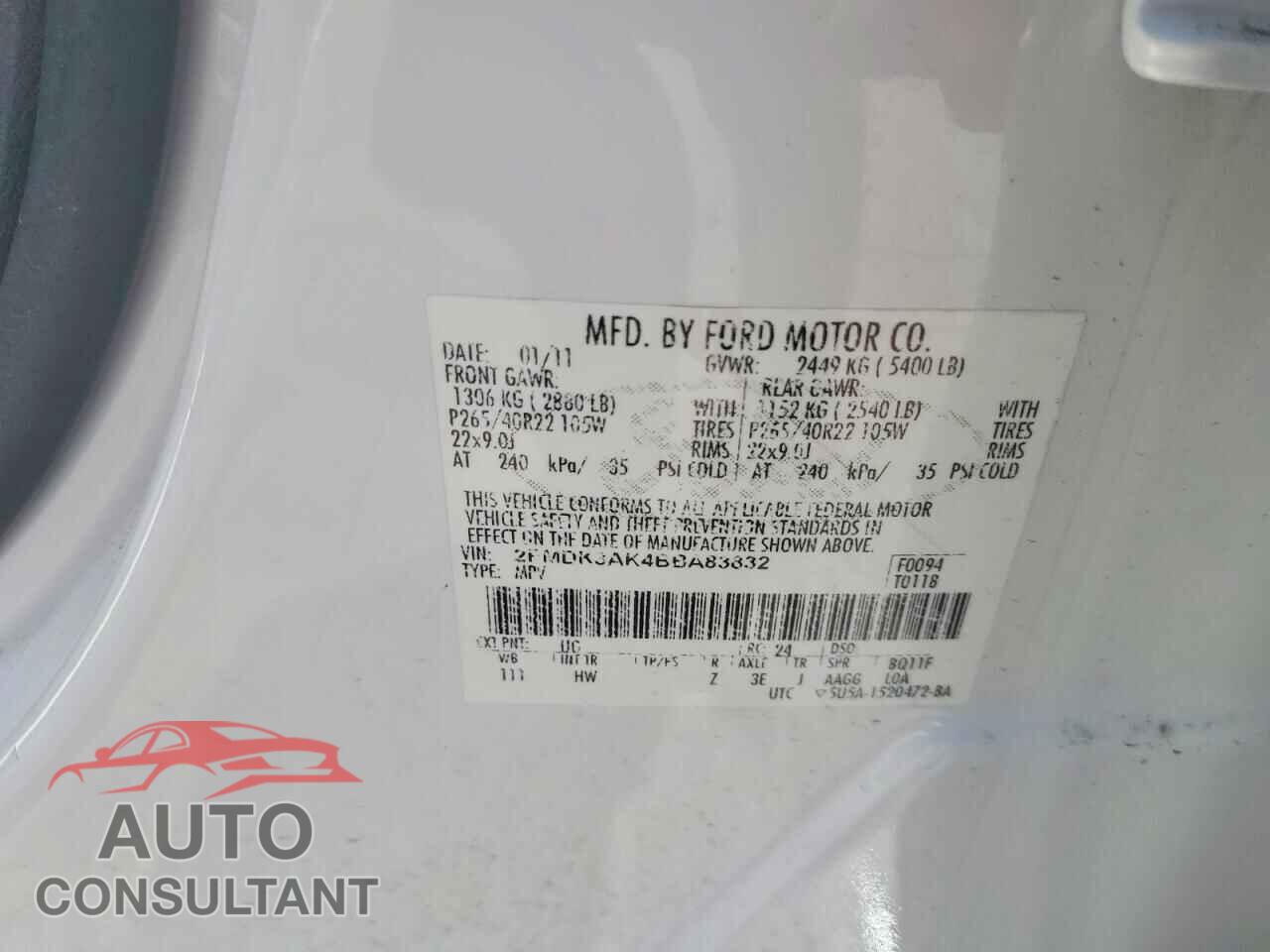 FORD EDGE 2011 - 2FMDK3AK4BBA83832