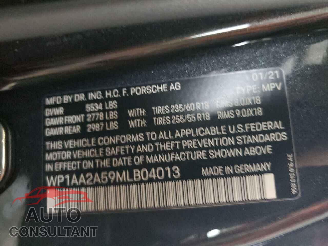 PORSCHE MACAN 2021 - WP1AA2A59MLB04013
