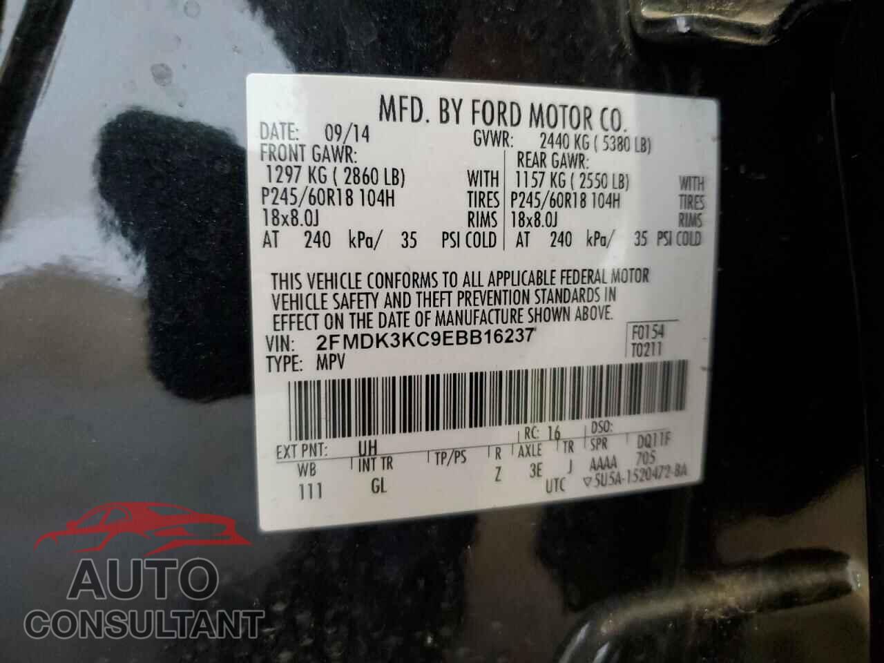 FORD EDGE 2014 - 2FMDK3KC9EBB16237