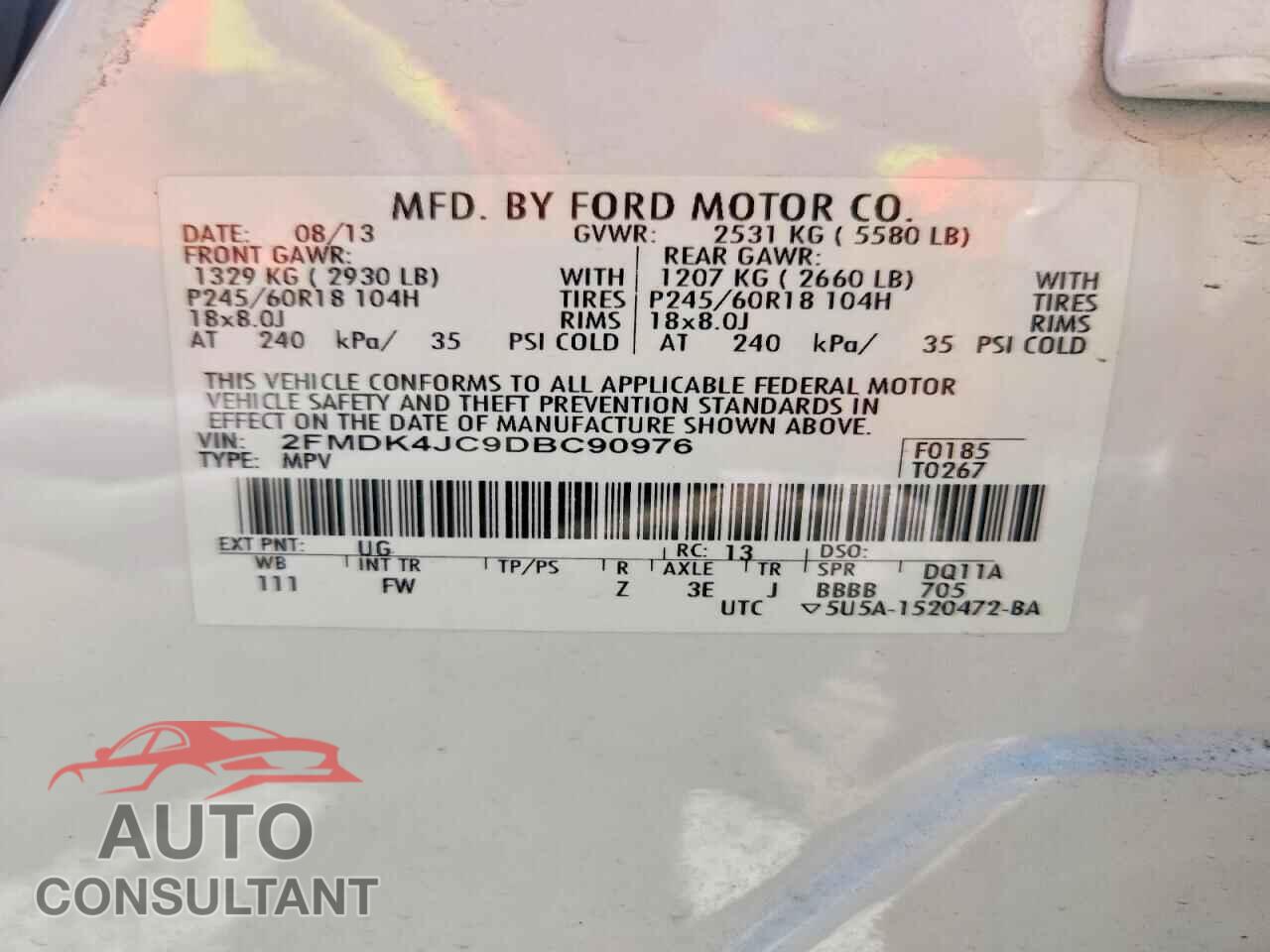 FORD EDGE 2013 - 2FMDK4JC9DBC90976