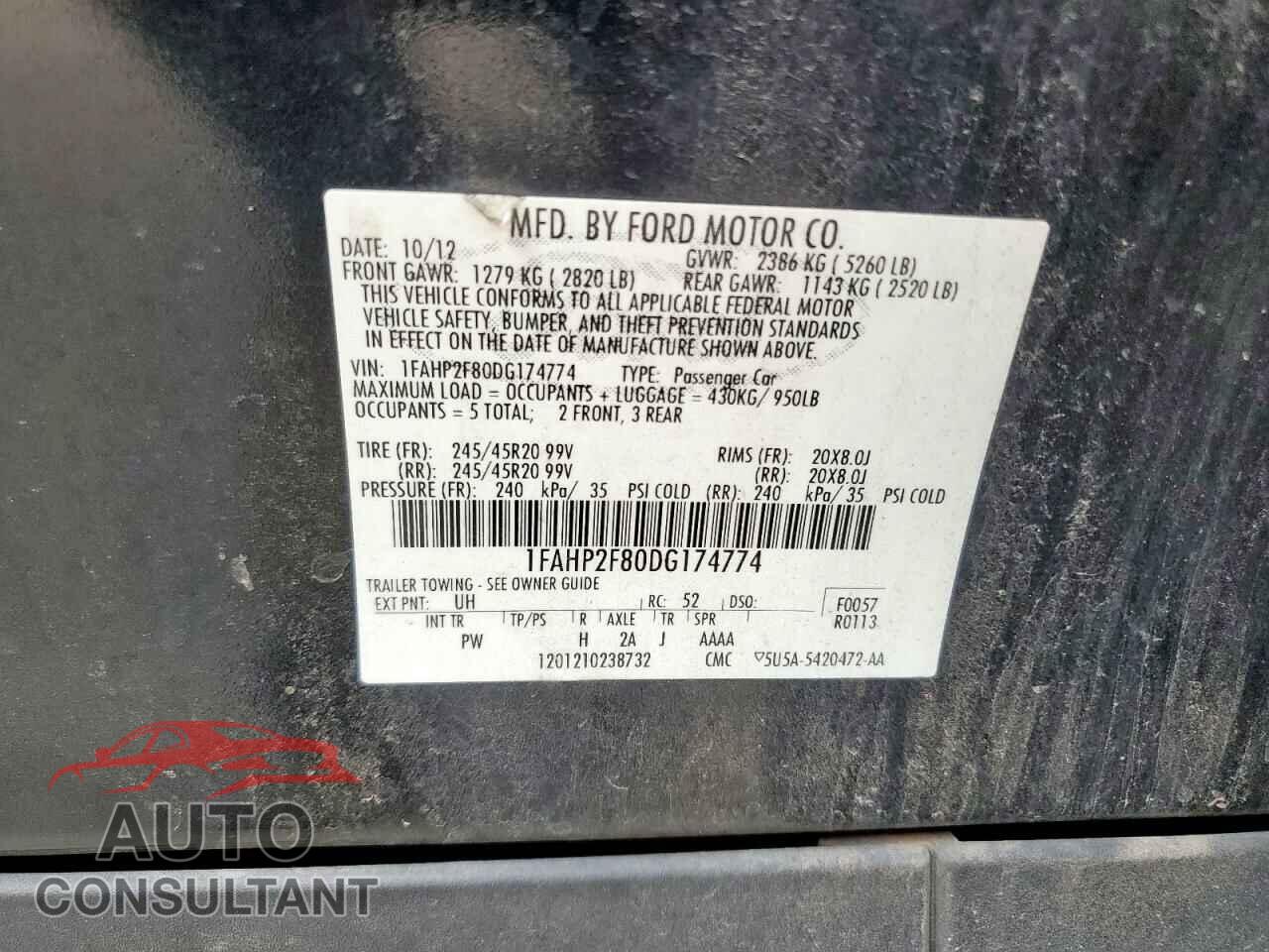 FORD TAURUS 2013 - 1FAHP2F80DG174774