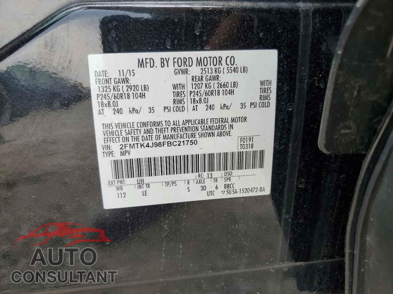 FORD EDGE 2015 - 2FMTK4J98FBC21750