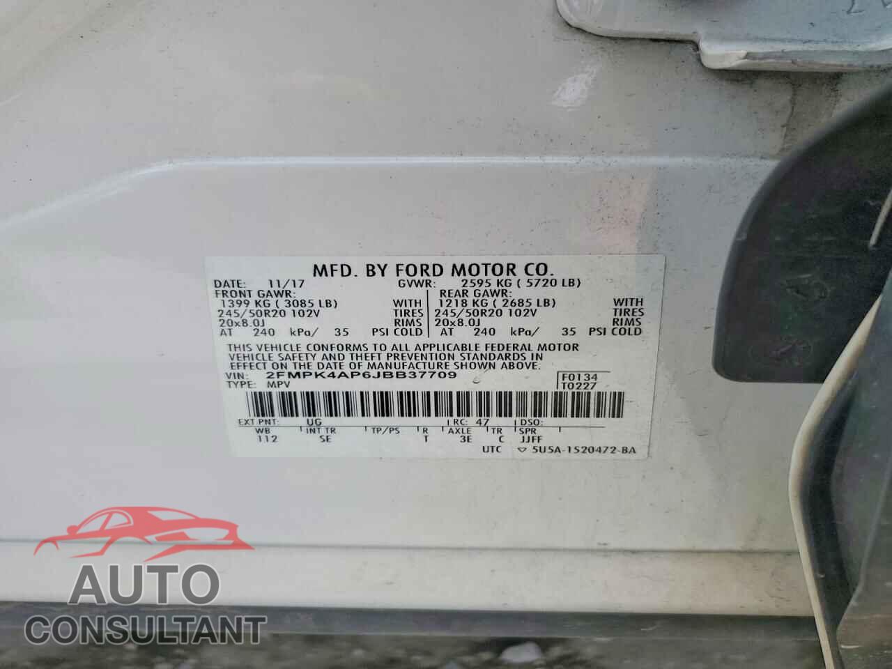 FORD EDGE 2018 - 2FMPK4AP6JBB37709