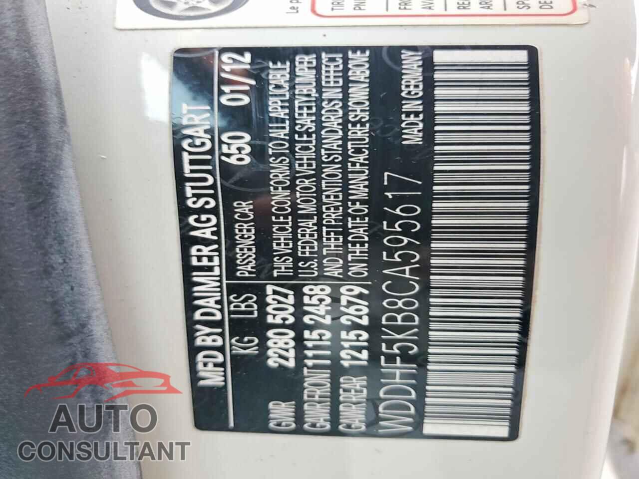 MERCEDES-BENZ E-CLASS 2012 - WDDHF5KB8CA595617