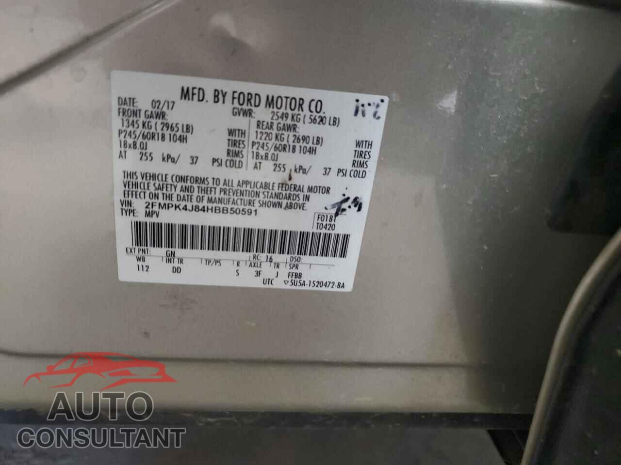 FORD EDGE 2017 - 2FMPK4J84HBB50591