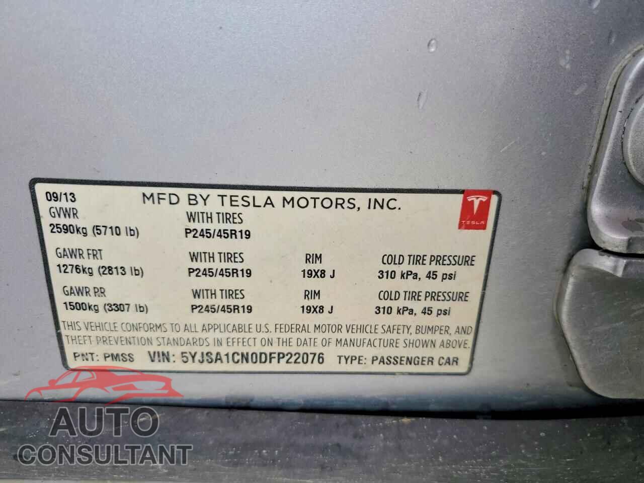 TESLA MODEL S 2013 - 5YJSA1CN0DFP22076