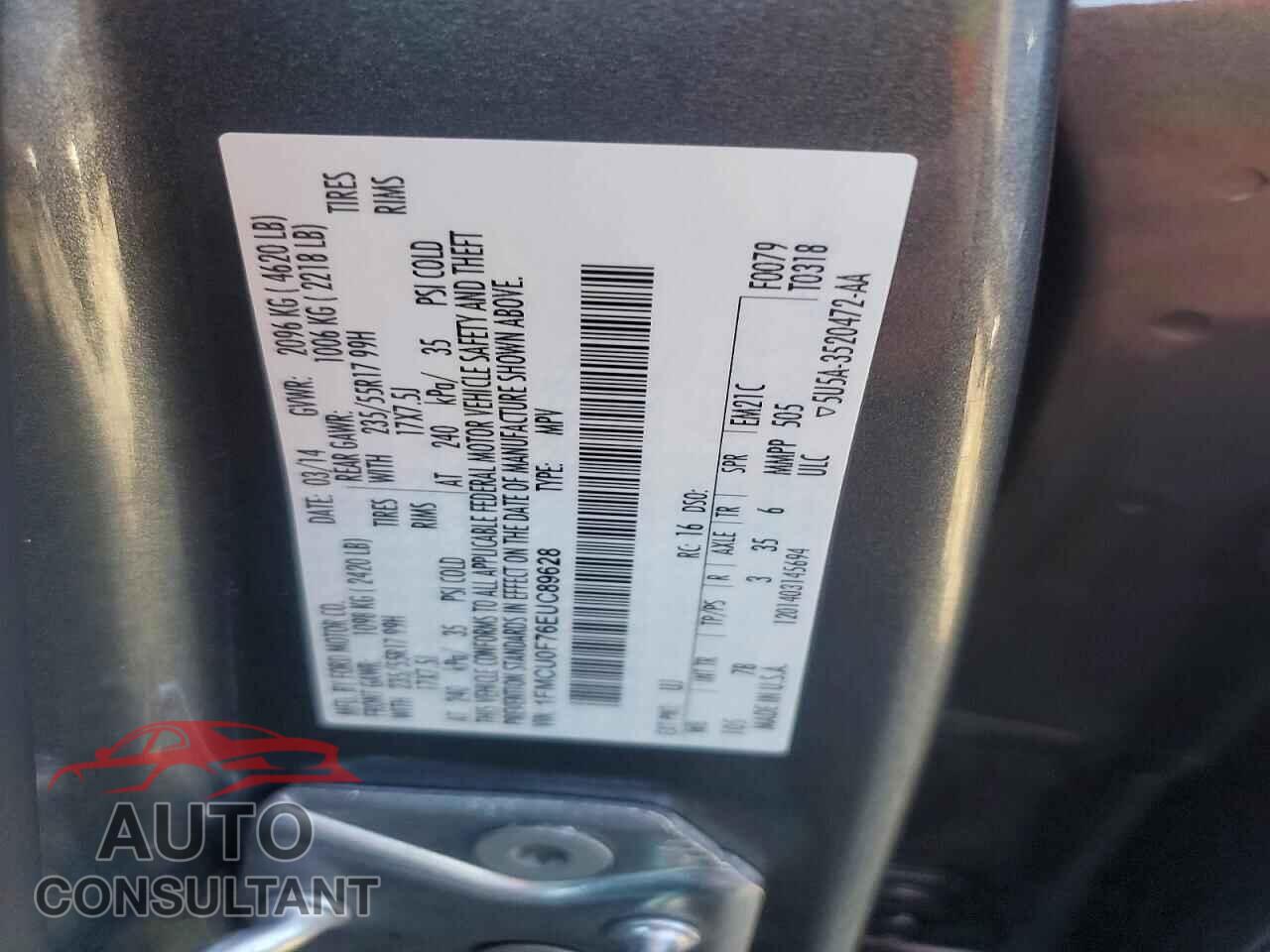 FORD ESCAPE 2014 - 1FMCU0F76EUC89628