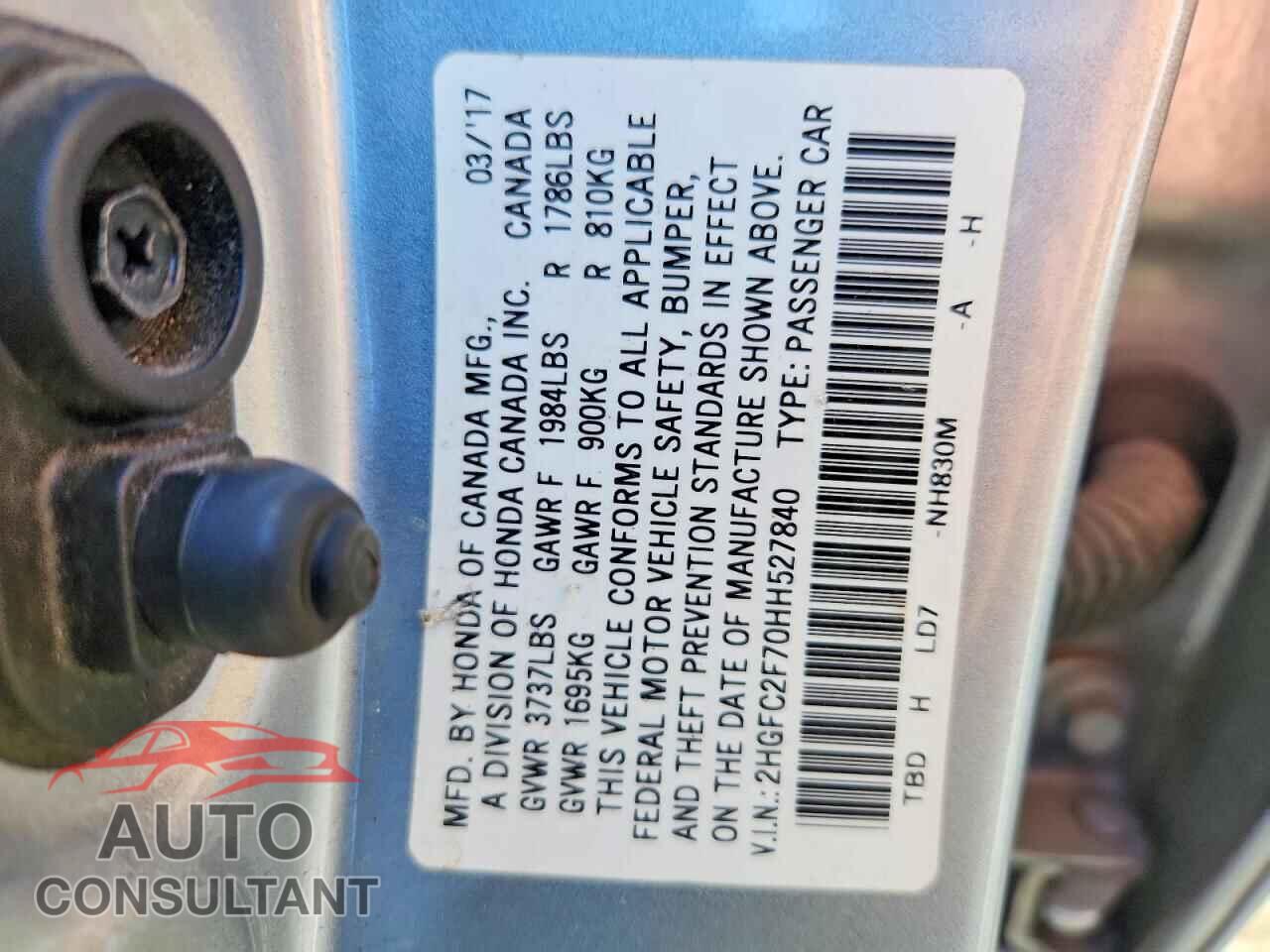 HONDA CIVIC 2017 - 2HGFC2F70HH527840