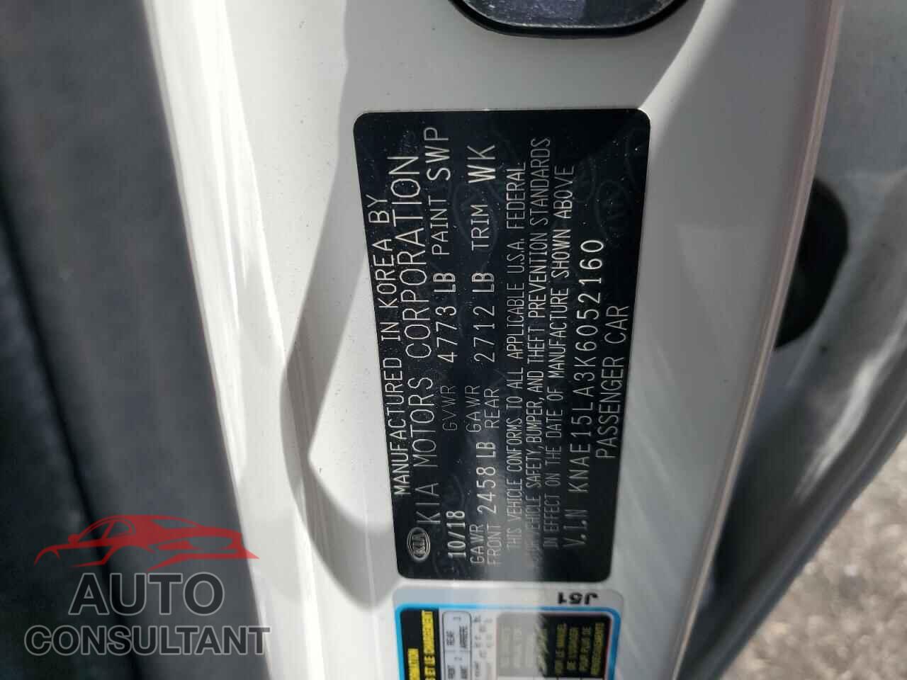 KIA STINGER 2019 - KNAE15LA3K6052160