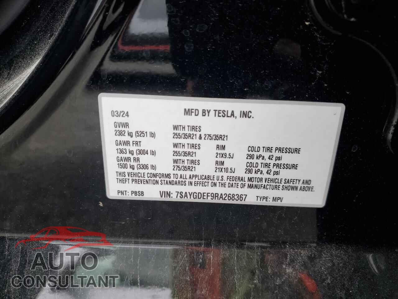 TESLA MODEL Y 2024 - 7SAYGDEF9RA268367