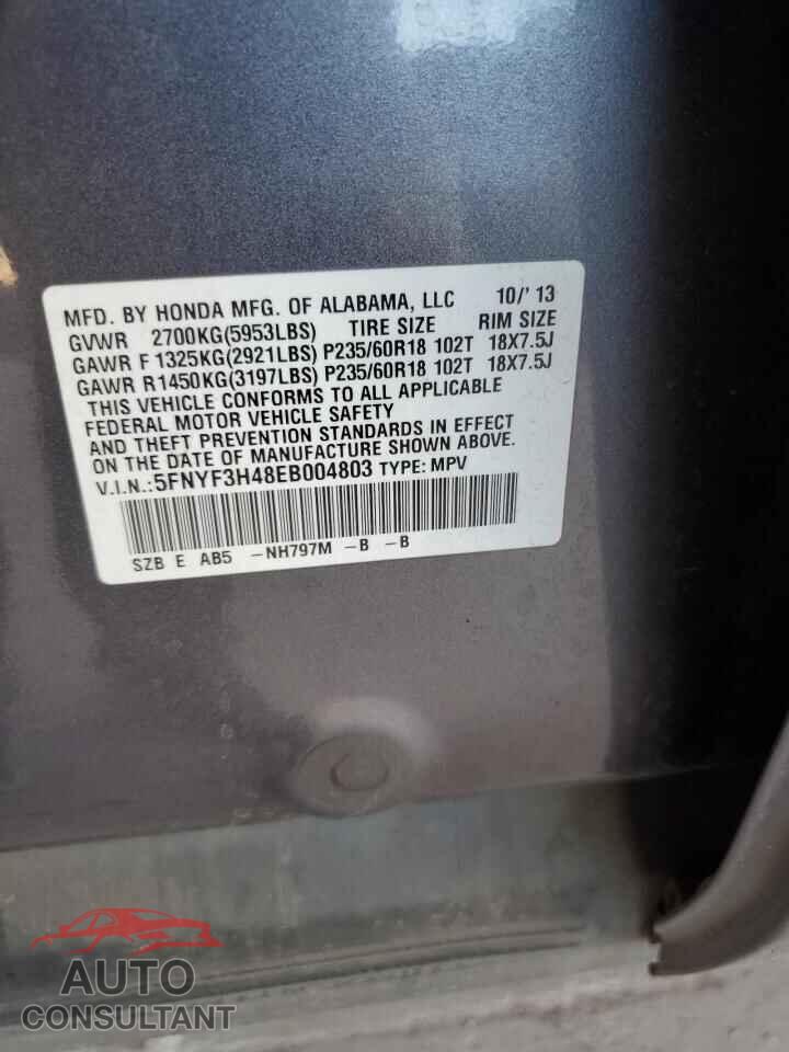 HONDA PILOT 2014 - 5FNYF3H48EB004803